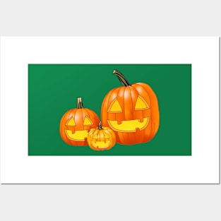 Jack-O-Lantern Trio (Bright Green) Posters and Art